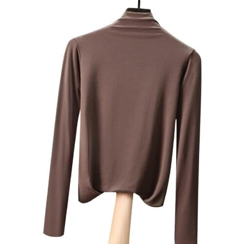 Modal long-sleeved t-shirt womens fall/winter 2021 new womens half-high collar bottoming shirt with a slim plus size top