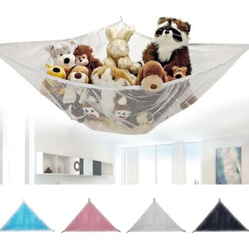 Fashion Kid Room Toys Stuffed Corner Net Large Storage Pet Plush Hammock Holder