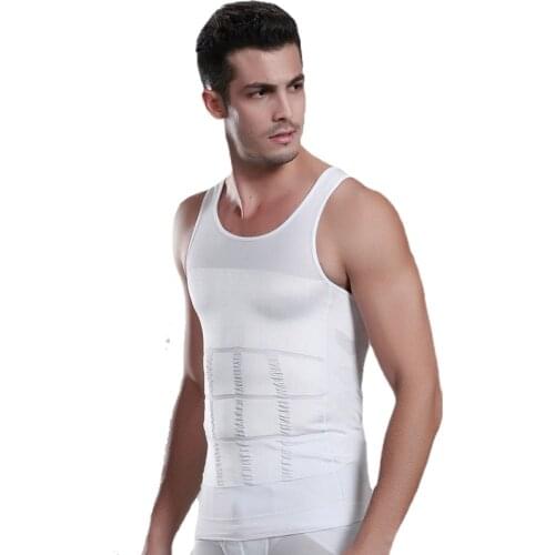 Plus Size Mens Slimming Body Shaper Tummy Shaper Vest Black Slim Lift Corset Waist Muscle Girdle Shirt Fat Burn Tank Tops