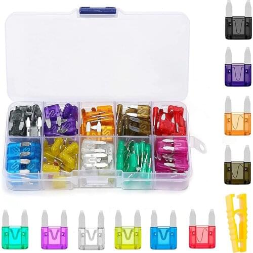 120Pcs small size blade car fuse combo set suitable for car truck 2/3/5/7.5/10/15/20/25/30/35A fuse with plastic box