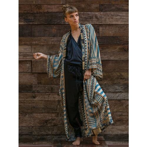 Printed Bikini Cover-ups Elegant Self Belted Komono Dress Tunic Women Plus Size Beach Wear Swim Suit Cover Up Q1228