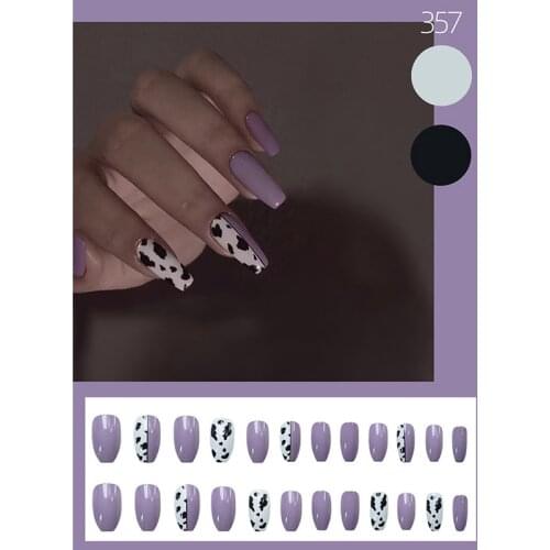 24Pcs Ballet Leopard Press on Nails Fake Nails Full Cover Nail Art False Nails Acrylic Nail Set Nail Art Kit