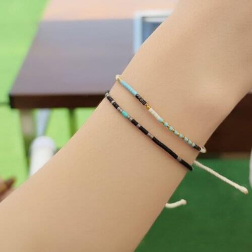 KELITCH Miyuki Beaded String Stacking Bracelets Woven Braided Seed Beads Charm Wrap Bracelet Cuff Chain Bohemian