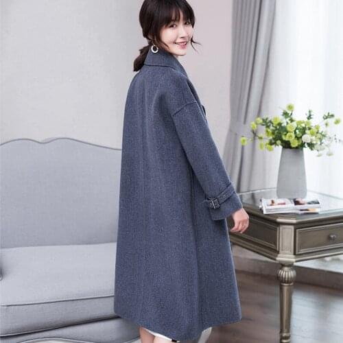 New Women Double-sided Coat 2020 Korean Style Ladies Long Wool Coats Autumn Winter Female Jacket 38019 WYQ1787