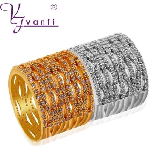 New Design Long Full Finger Rings For Women Gold And Silver Color Plated Hollow Out Female Ring Zinc Wedding Ring Jewelers