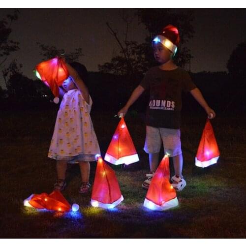 Christmas Luminous Christmas Hat Pendant Christmas Tree Ornaments Led Color Luminous Hat Flashing Ornaments Hat Lights