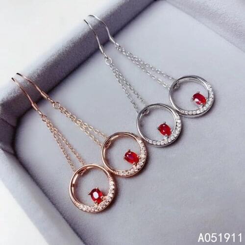KJJEAXCMY fine jewelry natural Ruby 925 sterling silver women earrings support test classic