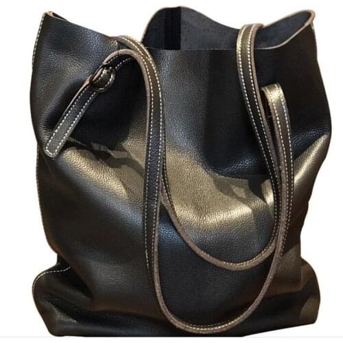 Luxury Brand Cow Leather Tote Bags Designer Cowhide Handbags Women Shoulder Bags Fashion Female Large Capacity Liner Bag