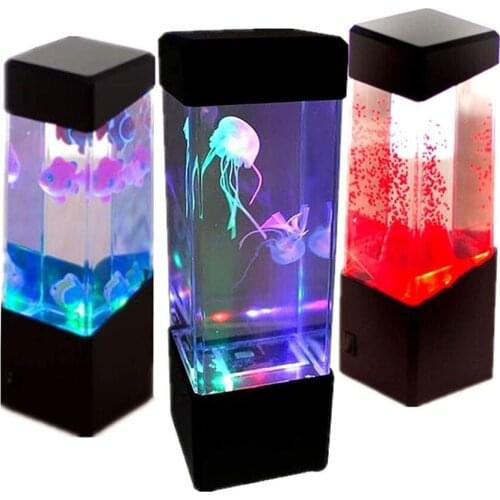 Led Fantasy Jellyfish Tank Night Light Color Changing Table Lamp Aquarium Relaxing Mood Lamp For Kids Children Gift Room Decor