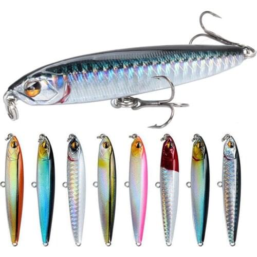 1Pcs Topwater Sinking Pencil Fishing Lure 75mm 13.6g Sub Surface Dying Fish Lures Artificial Hard Bait Pesca Fishing Tackle