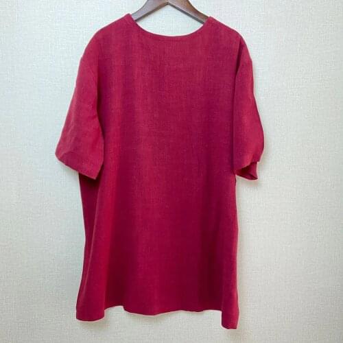 USHINE Chinese style T-Shirt Casual Streetwear linen cotton loose blouse traditional KungFu outfit HanFu coats WuShu tops man