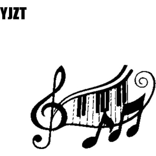 YJZT 17.8CM*11.9CM Music Rock Piano Symbols Vinyl Car sticker Art Decals Black Silver C13-000620