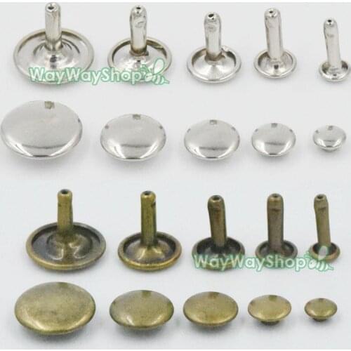 200 Pcs Double Round Cap Rivet Stud Snap Button Stud Leather Craft Fasteners 6mm 8mm 10mm 12mm 15mm