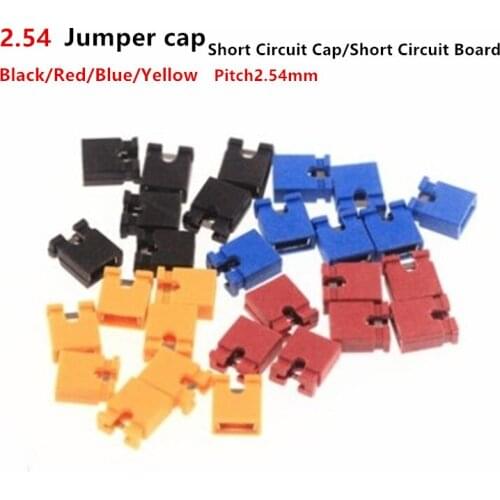 100pcs Black/Yellow/Red/Blue Jumper Cap Pitch 2.54mm Pin Short Circuit Cap Jumper Plug Cover DIY Repair Parts