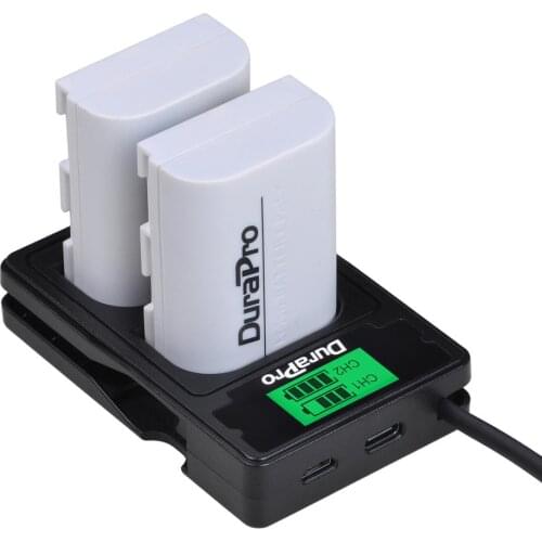 2pc 2650mAH LP-E6 LP-E6N LP E6 Rechargeable Battery + LCD USB Charger with Type Cable CabFor Canon EOS 5D Mark II III 7D 60D 6D