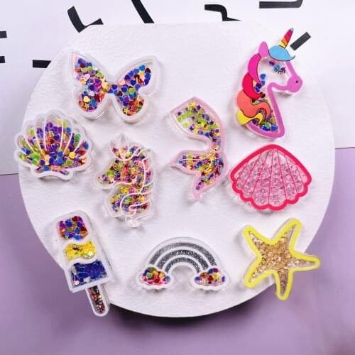 30*40mm Acrylic Colorful diamond Sea shells pendant DIY decoration neckalce earring key chain Jewelry Making charms