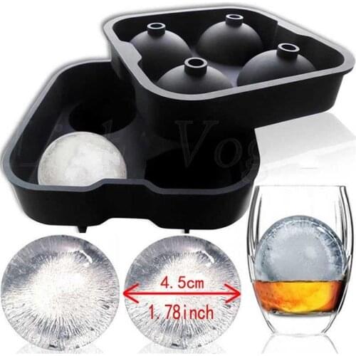 4 Hole Ice Cream Ball Maker Whiskey Sphere Big Round Ball Silicone Ice Cube Ball Ice Brick Cube Maker Bar Accessories