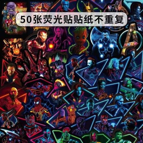 49 pcs Avengers Stickers Cartoon Disney Anime Figure Spiderman Iron Man Thanos Groot Graffiti Waterproof Sticker