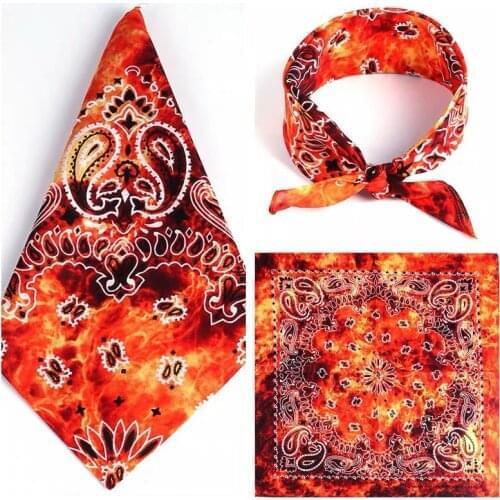 55*55cm Gradient Tie-Dye Ethnic Bandana Handkerchief Floral Print Cotton Square Scarf Headband Hip-Hop Wristband Head Wrap