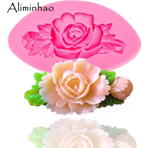 B0050 flower Roses and leaves for Cake border decoration Sugarcraft Silicone mould fondant cake decorating tools chocolate molds