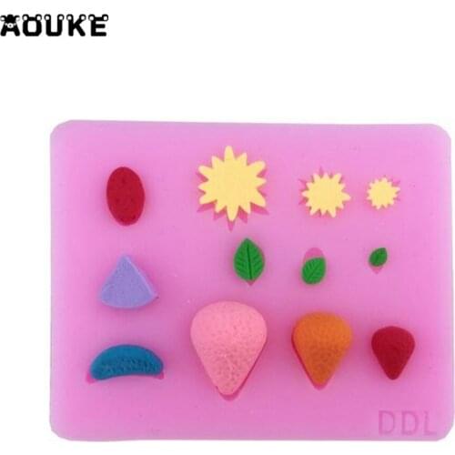Large Lovely Cartoon Stone Mountain Sun Leaves Chocolate Silicone Mold Candy Pastry Mould Cake Decoration DIY Baking Tools Aouke