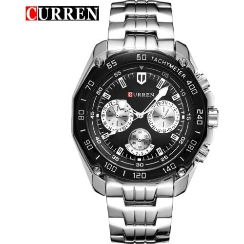 CURREN Top Brand Luxury Watch Casual Military Quartz Sports Wristwatch Full Steel Waterproof Mens Dress Clock Relogio Masculino