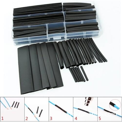 150pcs black heat shrinkable tube various heat shrinkable tube wire and cable insulation sleeve heat shrinkable tube kit
