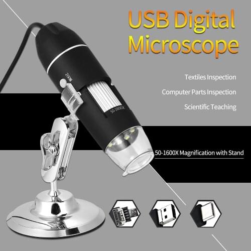 USB Digital Microscope Magnifier with OTG Function 3 in 1 Port 1000x Microscope 8-LED Light Magnifying Magnifier with Stand