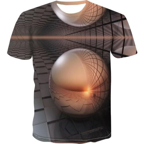 New creative design 3D natural printing mens T-shirt short sleeve round neck 3D graphics / animation / statue mens T-shirt