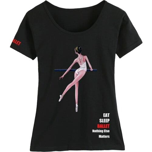 Elegant Dancer Daily Training Life Eat Sleep Ballet Cotton Girl Woman Short Sleeve T Shirt Couple Clothes Summer ZIIART