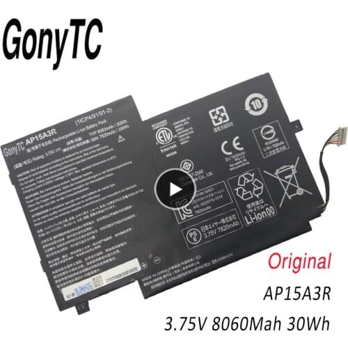 GONYTC AP15A3R Original Laptop Battery for Acer For Aspire Switch 10E SW3-013P Series AP15A8R AP15A3R 3.75V 30WH