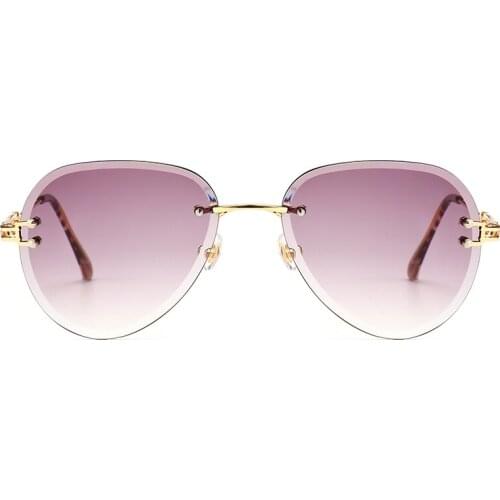 Gradient Women Luxury Metal Glasses Girls Shades Custom Rimless Sunglasses Paypal