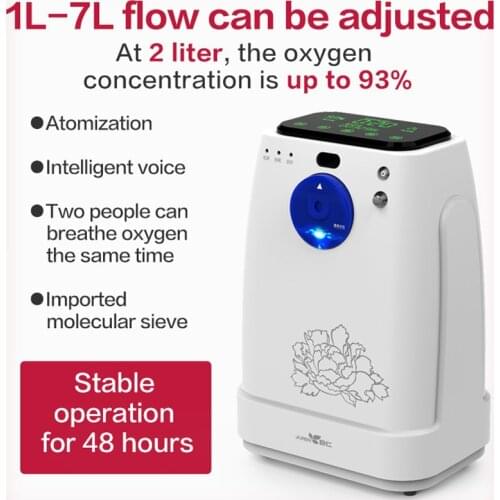 1-7L Oxygen Generator Oxygen Concentrator Home Oxygen Machine With Nebulizer Double Oxygen Voice Control