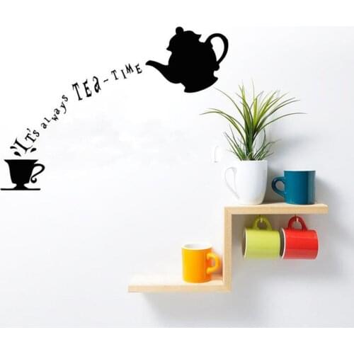 Creative Alice in Wonderland Wallpaper Mural Quote Vinyl Sticker Dacals Its Always Tea Time Sayings Lettering Wall Decor rb367