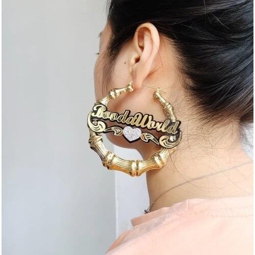 Hot-selling Earings Fashion Jewelry 2020 Ackley Name Custom Bamboo Earrings Hip-hop Earring for Women Personalized Jewelry
