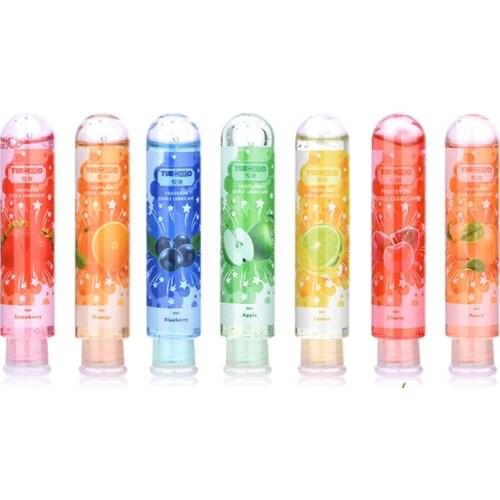 80mL Fruit Flavor Strawberry/Cherry/Apple/Peach/Blueberry/Lemon Lubricant Water Based Anal Oral Gel Sex Lube For Vaginal/Penis