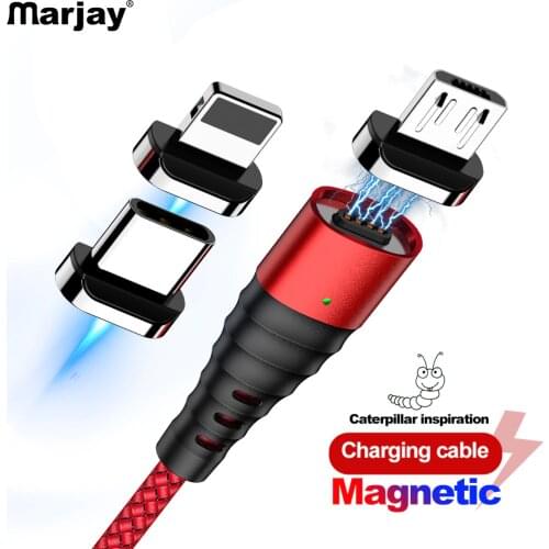 Marjay Magnetic USB Cable For iphone X XR Xs Max 3A Quick Charger 3.0 Magnet Micro USB Type C Cable For Samsung Mobile Phone