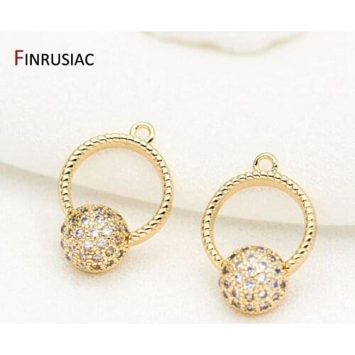 Jewellery Making Supplies High-quality Extraordinary 14k Gold Plated Copper Inlaid Zircon Ring Pendant For DIY Jewelry Making