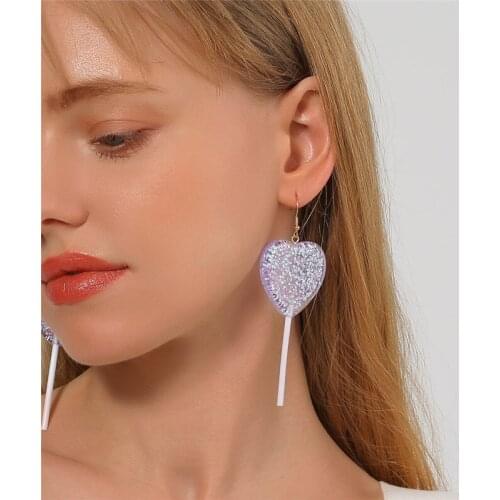 Fashion Lollipop Drop Earrings Heart Star Round Pendant For Women Girls Cute Transparent Geometric Dangle Ear Jewelry Gifts