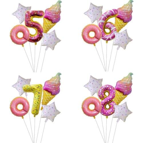 Ice Cream Donut Number Balloon Candy Childrens Birthday Balloon 1st birthday Happy Birthday Party Decoration kids
