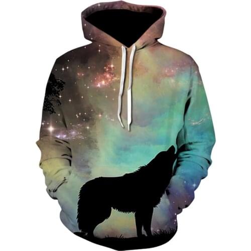 2021 Magic Color Galaxy Wolf Hoodie Hoodies Men Women Fashion Spring Autumn Pullovers Sweatshirts Sweat Homme 3D Tracksuit