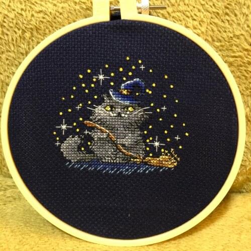 Cross Stitch Set Cross-stitch Kit Embroidery Needlework Craft Gnomish House (no cloth and Halloween cat wizard 18-18