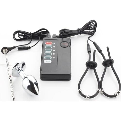 Electric Shock Set Anal Butt Plug Urethral Catheter Electro Stimulation Bead Massage Cock Ring Electro Adult Sex Product For Men
