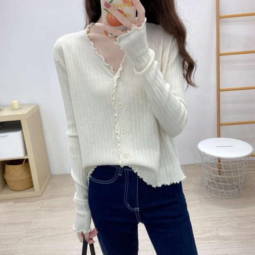 New Spring Autumn Thin Single-Breasted Knitted Sweater Jacket Female Ladies Short Cardigan Coat Long Sleeve Sweater Tops Women