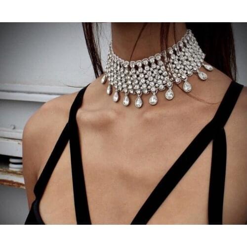 2016 new arrival delicate rhinestone cabs and drops all around rich bridal wedding fashion neck choker