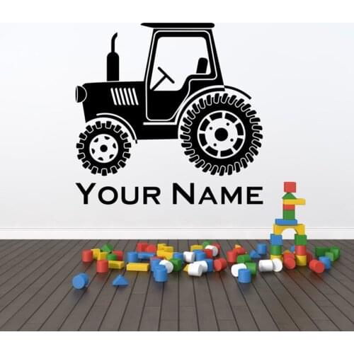 Personalized Tractor. Vinyl wall art decal sticker. Any colour and size custom name kids room wall decal A14-010