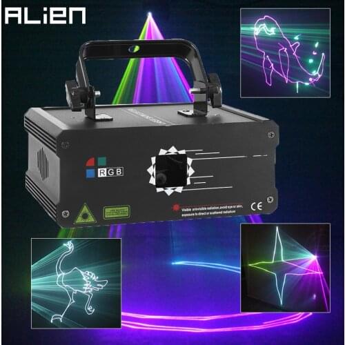 ALIEN 500MW 1W RGB Full Color Animation Laser Projector DMX Beam Scanner DJ Disco Party Holiday Bar Xmas Stage Lighting Effect
