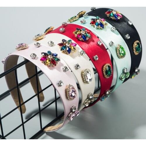 Baroque Full Hairband Colorful Rhinestone Geometric Temperament Personality Headband Ladies Party Prom Gifts Hair Accessories