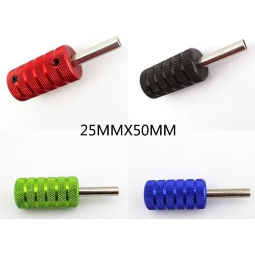 Recommend!!!Tattoo Grips 4pcs/color lot Knurled Aluminum Tattoo Grip Tube 25MM, With Back Stem For Tattoo Machine Power Kit Set