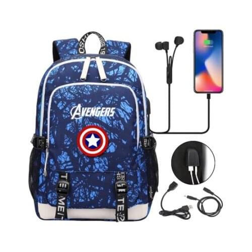MARVEL Large Capacity Student bag Oxford cloth Waterproof Schoolbag Travel Backpack USB Charging listen to music Schoolbag
